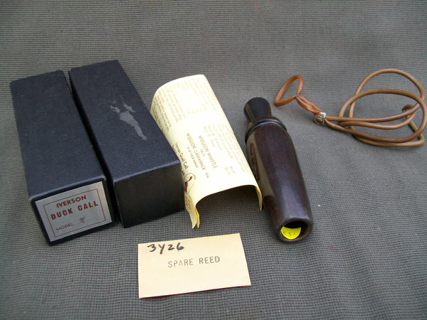 Iverson Duck Call, Original Box, Paperwork, Extra Reed, and Lanyard. New York Model