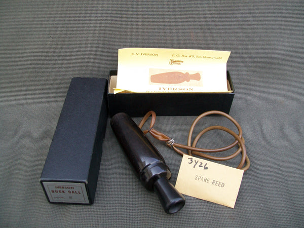 Iverson Duck Call, Original Box, Paperwork, Extra Reed, and Lanyard. New York Model