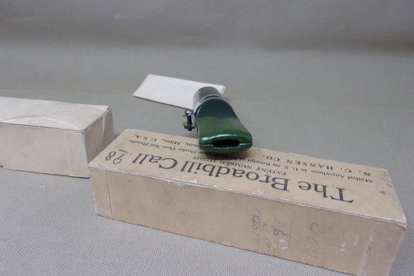 N.C. Hansen Co. Broadbill Call in box with Paperwork  (#Q12)